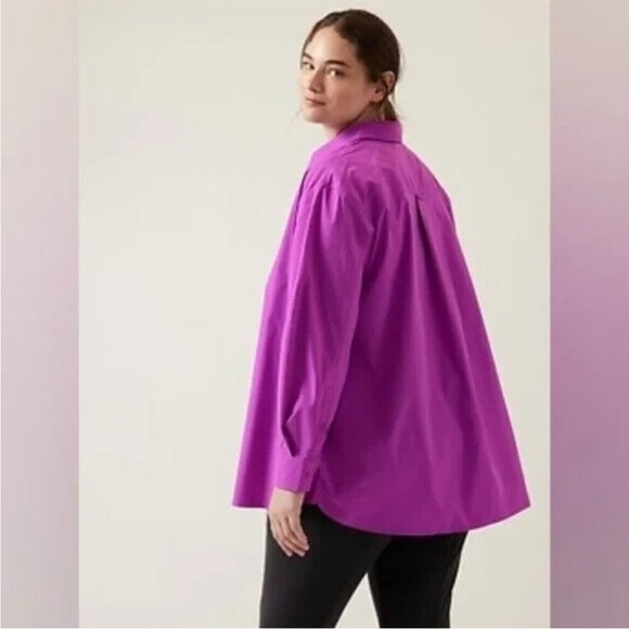 Athleta • Purple Oversized Poplin Button Up Shirt Sz 2X Jazzy Purple Casual Fall - Picture 5 of 14